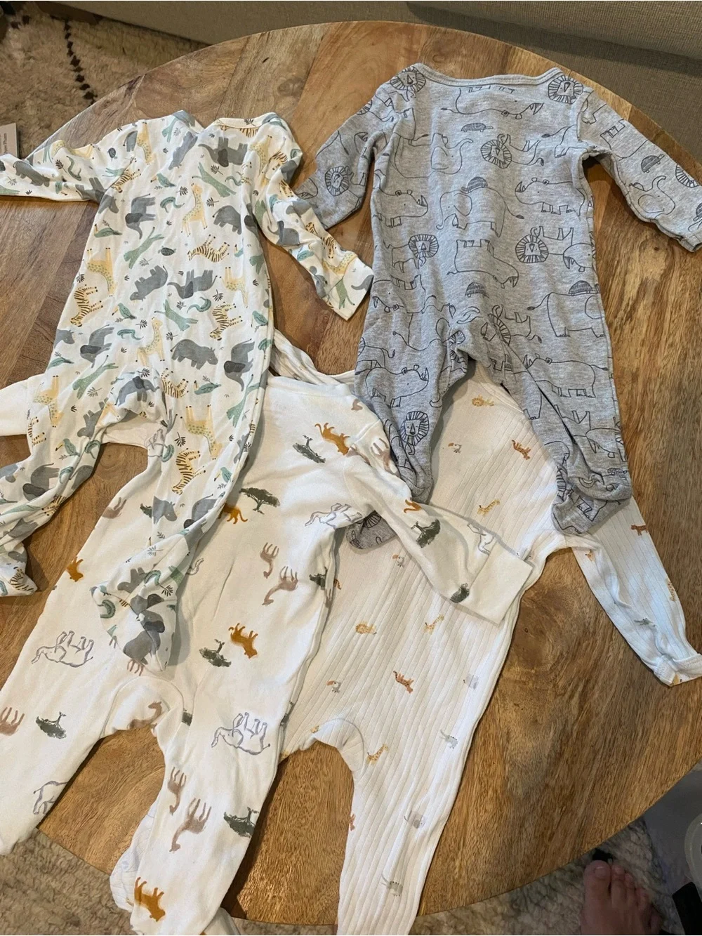 Neutral Safari Print Cotton Baby One-Piece - Multipack